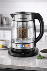 chefman electric glass kettle with temperature control