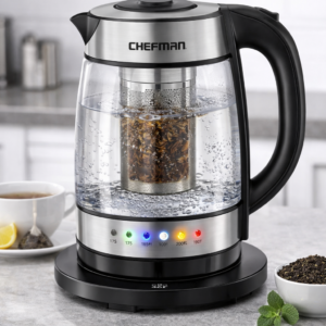 chefman electric glass kettle with temperature control